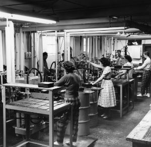 Women working the record presses at ARP