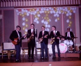 Fallouts at the Wenonah Hotel: (L to R)  Jack Zientak, Fritz Chapin, Tom Jarvis, Ken Crandall, and Ron Cunningham