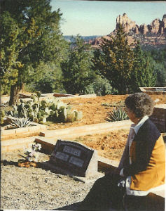 Mildred visiting Art's grave in Sedona