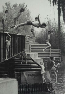 Jumping off the Detroit & Mackinac railroad bridge into the Kawkawlin River