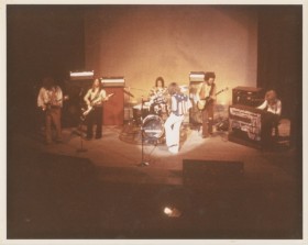 Kopperfield on stage: (L to R) Chuck Eagan, Jerry Opdycke, Tom Curtis, Jimmy Robinson, Bill Wallace, Keith Robinson