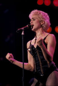 Madonna performing at the Silverdome on August 7, 1987
