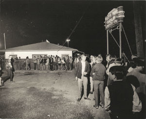 Crowd lined up at Roll-Air for the Battle of the Bands