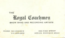 Royal Coachmen business card