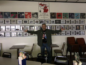 Images of Madonna are part of Gary Johnson's Michigan Rock and Roll Legends Hall of Fame display at Scotty's Sandbar