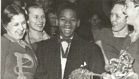 Willie with Detroit Pershing High cheerleaders