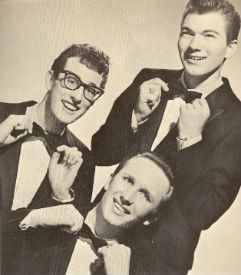 The Crickets in 1958. (L - R) Buddy Holly, Joe B. Mauldin, Jerry Allison