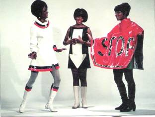 Reeves, Ashford, and Kelly in mod fashions